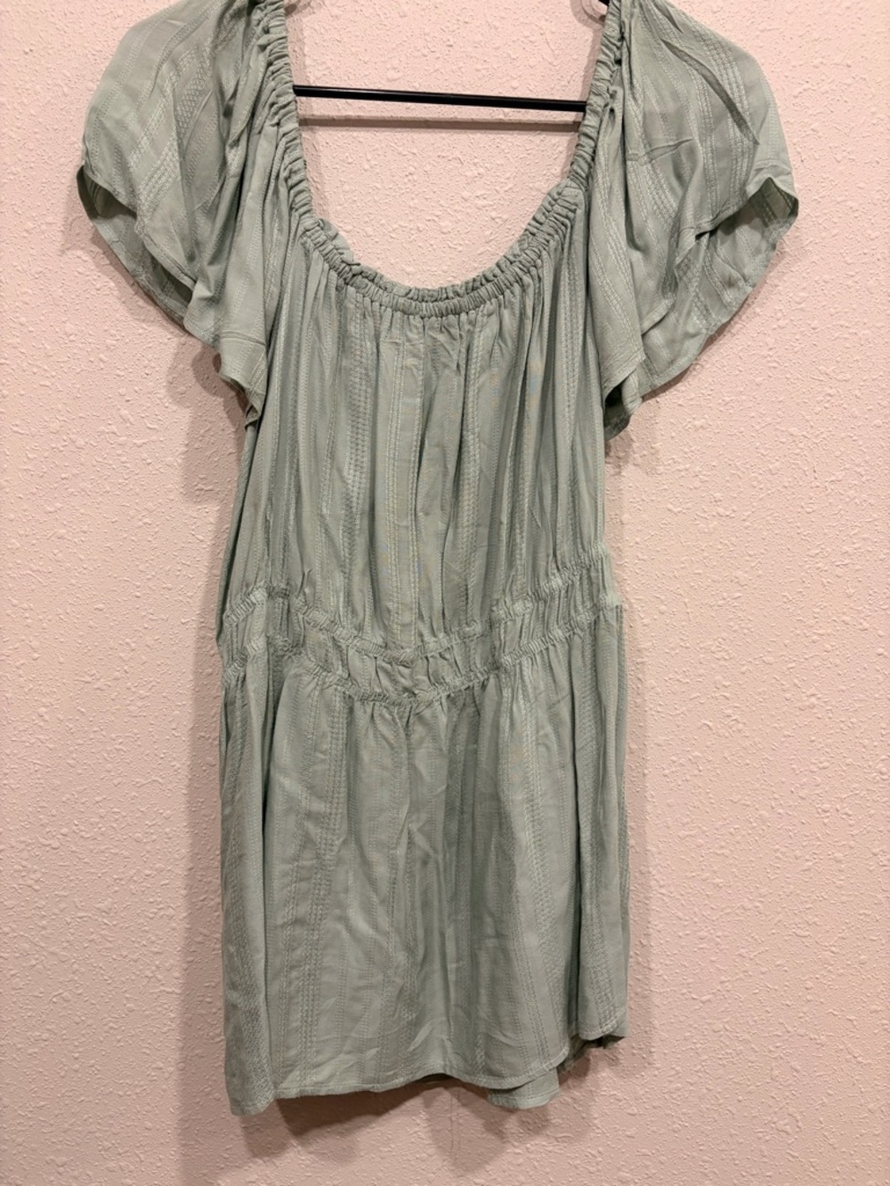 Maurices Mint Green Peasant Blouse with Flutter Sleeves